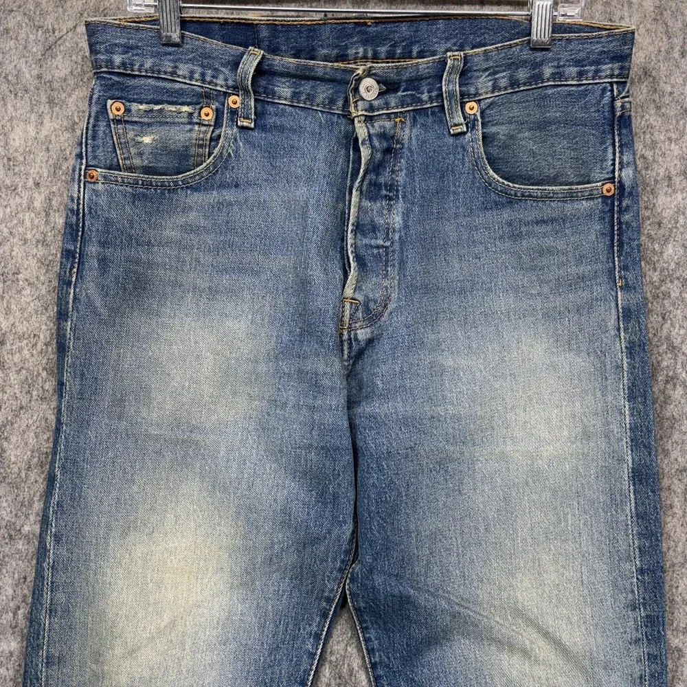 Levi's Premium 501 '93 Jeans Men's 30 x 32 Blue Distressed Button Fly Straight
